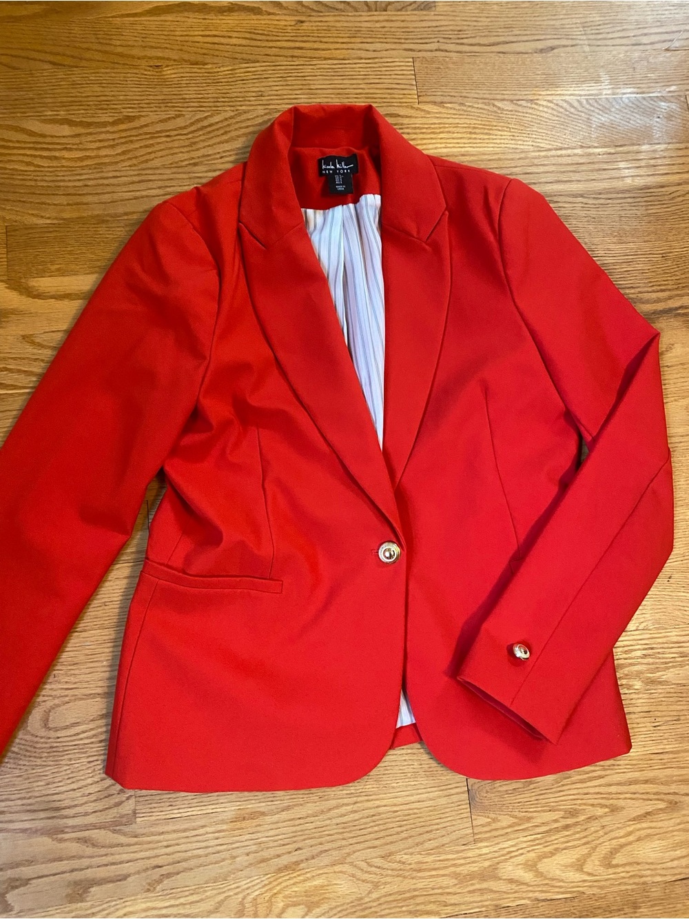 Nicole Miller New York Red One Button Blazer Size Small Career Office Jacket